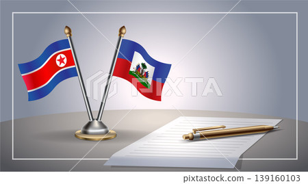 Small national flag of North Korea and Haiti flag Relation, Template Vector Illustration Small national flag of North Korea and Haiti flag Relation, Template Vector Illustration 139160103