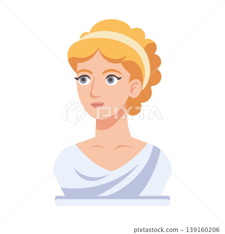 Ancient Greek woman, female bust. Modern stylized ancient sculpture. Illustration. 139160206