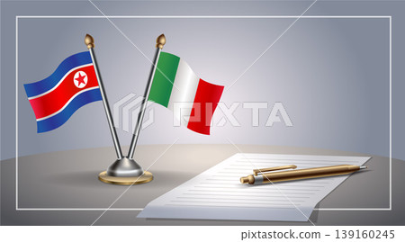 Small national flag of North Korea and Italy flag Relation, Template Vector Illustration Small national flag of North Korea and Italy flag Relation, Template Vector Illustration 139160245