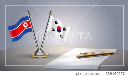 Small national flag of North Korea and South Korea flag Relation, Template Vector Illustration Small national flag of North Korea and South Korea flag Relation, Template Vector Illustration 139160252