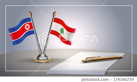Small national flag of North Korea and Lebanon flag Relation, Template Vector Illustration Small national flag of North Korea and Lebanon flag Relation, Template Vector Illustration 139160259