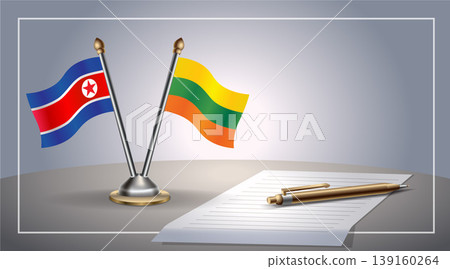 Small national flag of North Korea and Lithuanian flag Relation, Template Vector Illustration Small national flag of North Korea and Lithuanian flag Relation, Template Vector Illustration 139160264