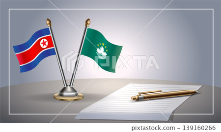 Small national flag of North Korea and Macao flag Relation, Template Vector Illustration 139160266