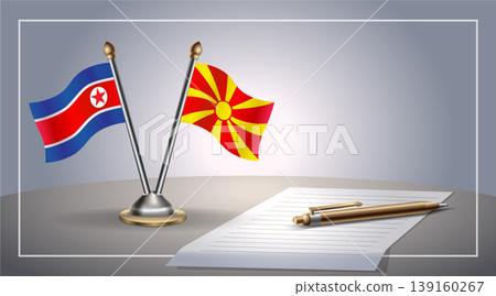 Small national flag of North Korea and Macedonia flag Relation, Template Vector Illustration Small national flag of North Korea and Macedonia flag Relation, Template Vector Illustration 139160267