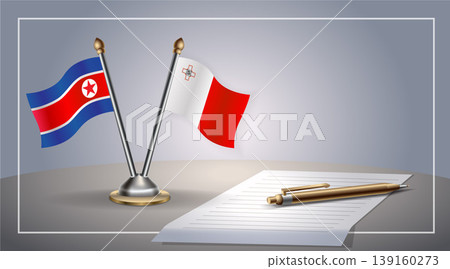 Small national flag of North Korea and Malta flag Relation, Template Vector Illustration Small national flag of North Korea and Malta flag Relation, Template Vector Illustration 139160273