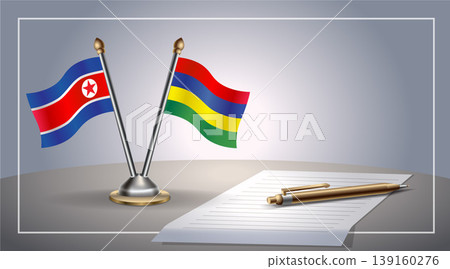 Small national flag of North Korea and Mauritius flag Relation, Template Vector Illustration Small national flag of North Korea and Mauritius flag Relation, Template Vector Illustration 139160276