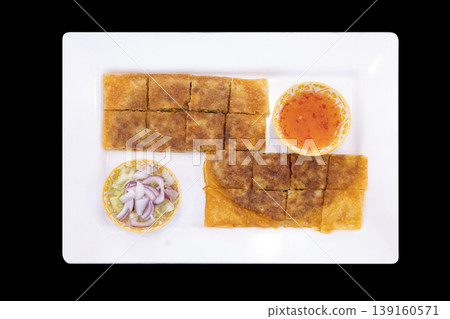 Top view of Roti Mataba Kind of Muslim and Indian food, focus selective 139160571