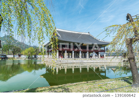 Seoul, South Korea - Apr. 12 , 2026 : Gyeonghoeru Pavilion in Gyeongbokgung Palace with cherry blossoms in Spring, Seoul, South Korea Seoul, South Korea - Apr. 12 , 2026 : Gyeonghoeru Pavilion in Gyeongbokgung Palace with cherry blossoms in Spring, Seoul, South Korea 139160642