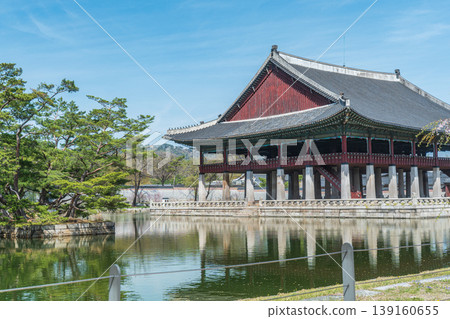 Seoul, South Korea - Apr. 12 , 2026 : Gyeonghoeru Pavilion in Gyeongbokgung Palace with cherry blossoms in Spring, Seoul, South Korea Seoul, South Korea - Apr. 12 , 2026 : Gyeonghoeru Pavilion in Gyeongbokgung Palace with cherry blossoms in Spring, Seoul, South Korea 139160655