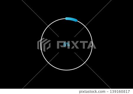 Minimal Circular Loading Progress Indicator Showing 6 Percent on Black Background Minimal Circular Loading Progress Indicator Showing 6 Percent on Black Background 139160817