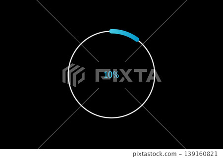 Minimal Circular Loading Progress Indicator Showing 10 Percent on Black Background Minimal Circular Loading Progress Indicator Showing 10 Percent on Black Background 139160821