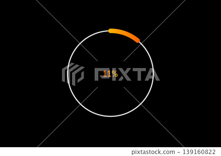 Minimal Circular Loading Progress Indicator Showing 11 Percent with Orange Accent on Black Background Minimal Circular Loading Progress Indicator Showing 11 Percent with Orange Accent on Black Background 139160822