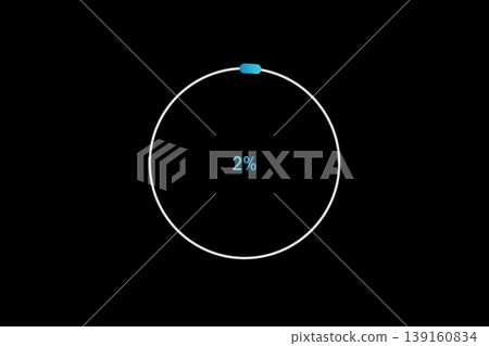 Minimal Circular Loading Progress Indicator Showing 2 Percent on Black Background Minimal Circular Loading Progress Indicator Showing 2 Percent on Black Background 139160834