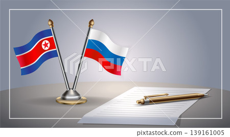 Small national flag of North Korea and Russian flag Relation, Template Vector Illustration Small national flag of North Korea and Russian flag Relation, Template Vector Illustration 139161005