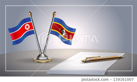 Small national flag of North Korea and Swaziland flag Relation, Template Vector Illustration 139161007
