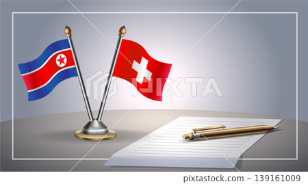 Small national flag of North Korea and Switzerland flag Relation, Template Vector Illustration Small national flag of North Korea and Switzerland flag Relation, Template Vector Illustration 139161009