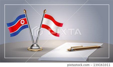 Small national flag of North Korea and Tahiti flag Relation, Template Vector Illustration Small national flag of North Korea and Tahiti flag Relation, Template Vector Illustration 139161011