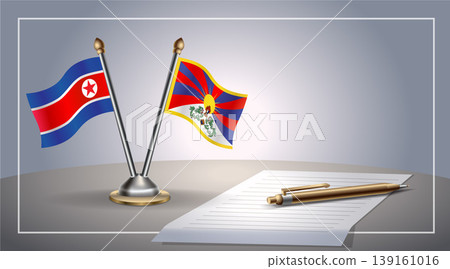 Small national flag of North Korea and Tibet flag Relation, Template Vector Illustration Small national flag of North Korea and Tibet flag Relation, Template Vector Illustration 139161016