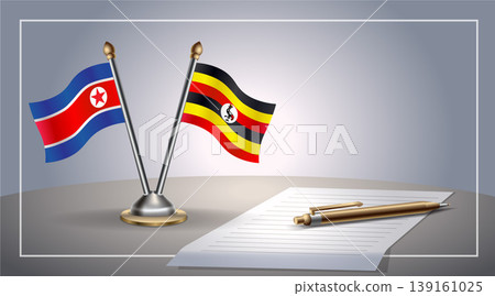 Small national flag of North Korea and Uganda flag Relation, Template Vector Illustration Small national flag of North Korea and Uganda flag Relation, Template Vector Illustration 139161025