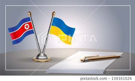 Small national flag of North Korea and Ukraine flag Relation, Template Vector Illustration Small national flag of North Korea and Ukraine flag Relation, Template Vector Illustration 139161026