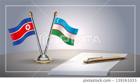 Small national flag of North Korea and Uzbekistan flag Relation, Template Vector Illustration Small national flag of North Korea and Uzbekistan flag Relation, Template Vector Illustration 139161033