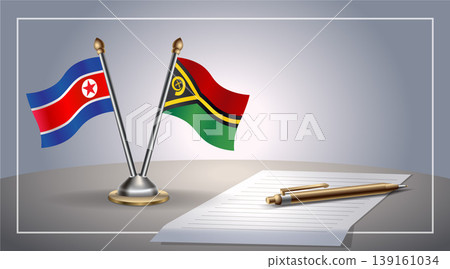 Small national flag of North Korea and Vanuatu flag Relation, Template Vector Illustration 139161034