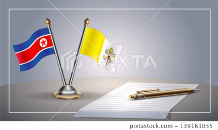 Small national flag of North Korea and Vatican City flag Relation, Template Vector Illustration Small national flag of North Korea and Vatican City flag Relation, Template Vector Illustration 139161035