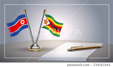 Small national flag of North Korea and Zimbabwe flag Relation, Template Vector Illustration Small national flag of North Korea and Zimbabwe flag Relation, Template Vector Illustration 139161043