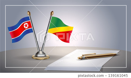 Small national flag of North Korea and Republic of North Congo flag Relation, Template Vector Illustration Small national flag of North Korea and Republic of North Congo flag Relation, Template Vector Illustration 139161045