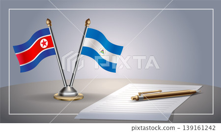 Small national flag of North Korea and Nicaragua flag Relation, Template Vector Illustration Small national flag of North Korea and Nicaragua flag Relation, Template Vector Illustration 139161242