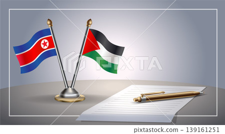 Small national flag of North Korea and Palestine flag Relation, Template Vector Illustration Small national flag of North Korea and Palestine flag Relation, Template Vector Illustration 139161251