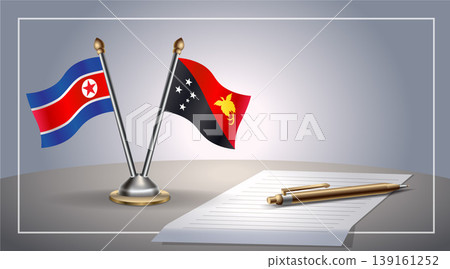 Small national flag of North Korea and Papua New Guinea flag Relation, Template Vector Illustration Small national flag of North Korea and Papua New Guinea flag Relation, Template Vector Illustration 139161252