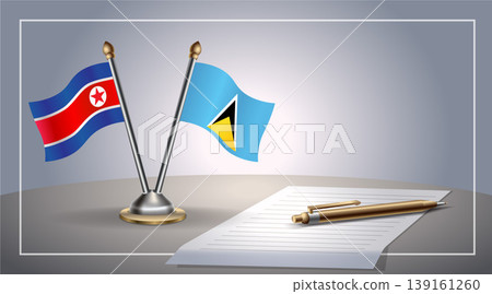 Small national flag of North Korea and ST. Lucia flag Relation, Template Vector Illustration Small national flag of North Korea and ST. Lucia flag Relation, Template Vector Illustration 139161260
