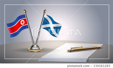 Small national flag of North Korea and Scotland flag Relation, Template Vector Illustration Small national flag of North Korea and Scotland flag Relation, Template Vector Illustration 139161265