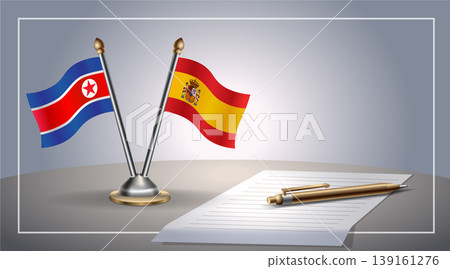 Small national flag of North Korea and Spain flag Relation, Template Vector Illustration Small national flag of North Korea and Spain flag Relation, Template Vector Illustration 139161276