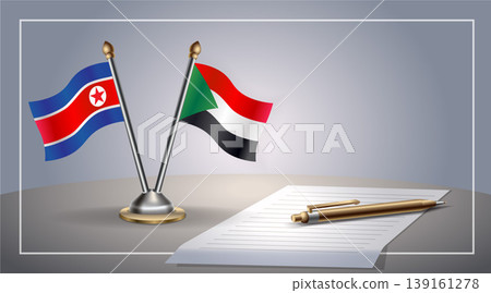 Small national flag of North Korea and Sudan flag Relation, Template Vector Illustration Small national flag of North Korea and Sudan flag Relation, Template Vector Illustration 139161278