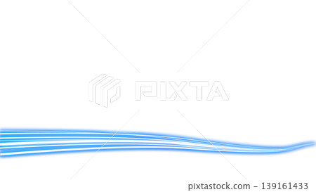Blue light trails from a speedlight shining against a transparent background 139161433