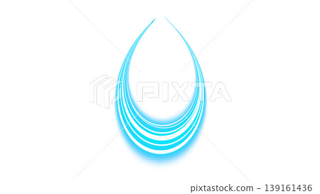 透明背景上閃爍著青色淚滴狀霓虹燈輪廓。 透明背景上閃爍著青色淚滴狀霓虹燈輪廓。 139161436