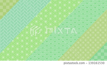 Japanese pattern, green, traditional design, 16:9 aspect ratio 139161530