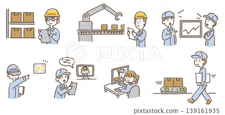 Illustration set for logistics DX and smart logistics (automation, inventory management, digitalization, warehouse systems) Illustration set for logistics DX and smart logistics (automation, inventory management, digitalization, warehouse systems) 139161935