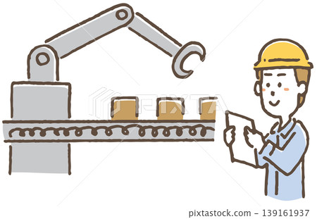倉庫工人與機器人協作的示意圖。 倉庫工人與機器人協作的示意圖。 139161937