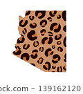 Leopard Arizona map. USA patriotic sign. Trendy animal print. Vector template for typography poster, banner, flyer, greeting card, shirt design, etc. 139162120