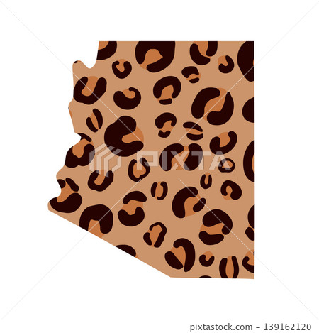 Leopard Arizona map. USA patriotic sign. Trendy animal print. Vector template for typography poster, banner, flyer, greeting card, shirt design, etc. Leopard Arizona map. USA patriotic sign. Trendy animal print. Vector template for typography poster, banner, flyer, greeting card, shirt design, etc. 139162120
