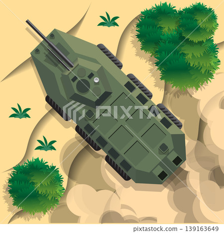 Combat vehicle. View from above. Vector illustration.  139163649