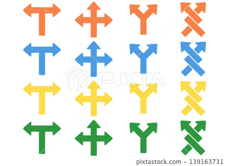 Simple branching and intersecting arrows in 4 colors Simple branching and intersecting arrows in 4 colors 139163731