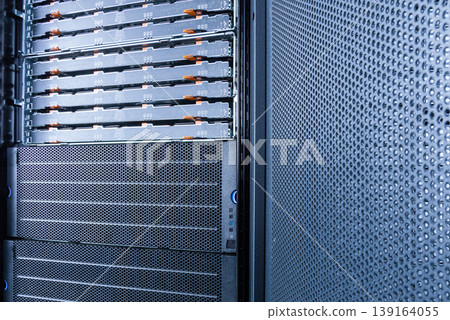 server rack with uncovered data storage arrays filled with hard server rack with uncovered data storage arrays filled with hard 139164055