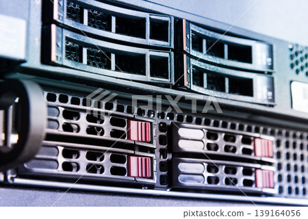 Array of data storage hard drives in internet data center Array of data storage hard drives in internet data center 139164056
