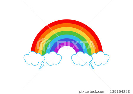 Colorful Rainbow With Thought-Bubble Clouds Illustration On White Background Representing Hope And Joy 139164238