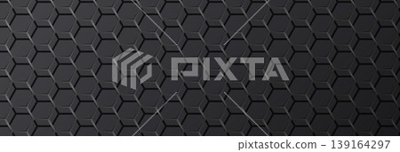 Hexagonal grid pattern, embossed geometric, dark charcoal 139164297