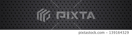 Dark gray perforated metal panel with circular holes pattern Dark gray perforated metal panel with circular holes pattern 139164329
